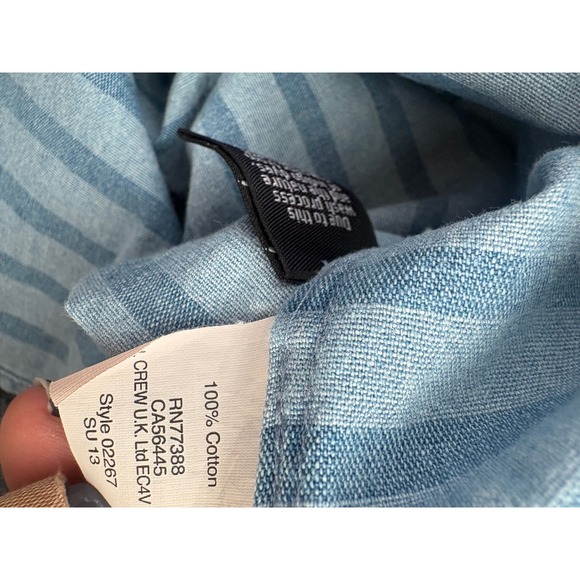 J. Crew Womens Blue Striped Cotton Popover Shirt Size 6 Style 02267 Long Sleeve - Picture 6 of 6